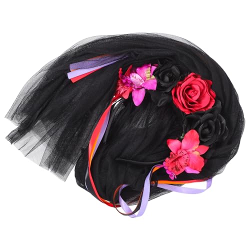 HEALEEP Halloween Rosen Haarreif Schwarz-rot Gothic Haarschmuck für Halloween Party Cosplay und Festliche Kostüme mit Realistischer Blumenverzierung und Auffälligem Design von HEALEEP