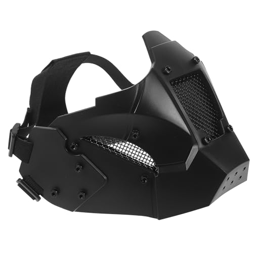 HEALEEP Halloween Samurai Halbmaske für Erwachsene, futuristischer Punk-Halbgesichtsschutz, schwarzer Gothic Ninja Helm, ideal für Halloween-Kostümpartys und Cosplay von HEALEEP