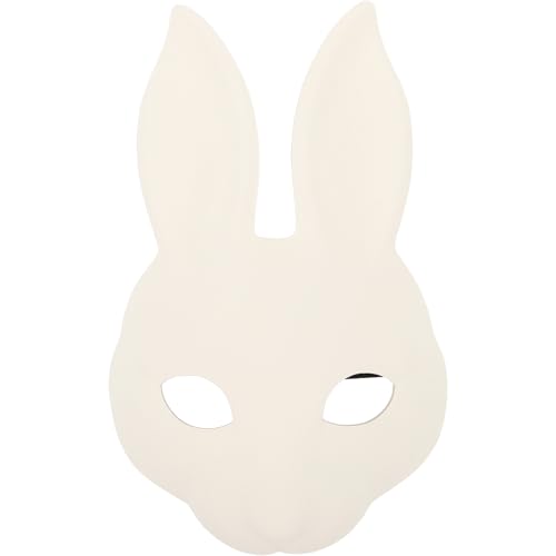 HEALEEP Halloween-Tiermaske: Halbgesichts-Kaninchen-Weißhasenmaske zum Bemalen von Kostüm-Cosplay-Zubehör für Karnevals-Maskenball-Weihnachtsfest-Zoo-Party-Requisiten von HEALEEP