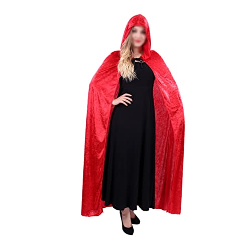 HEALEEP Halloween Umhang Hexencape Robe Kostüm Cosplay Kapuzenparty Halloween Hexe Halloween Mädchen Hexenumhang Hexenumhang Mit Kapuze Umhang Für Halloween Umhang Halloween Rot von HEALEEP