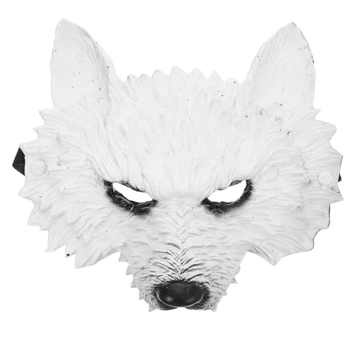 HEALEEP Halloween-Wolfsmaske: Werwolf-Kostümmaske, Anziehparty, Cosplay, Horror-Kopfbedeckung, Kopfbedeckung für Halloween-Streiche, Maskenparty, Weiß von HEALEEP