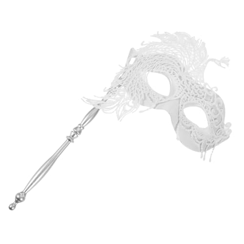 HEALEEP Handgehaltene Spitzenmaske Damen Weiß Große Pfauenmotiv Maskerade für Halloween Fasching Karneval Kostüm Party Cosplay und Ball Leicht zu Halten Festliches Accessoire HEALEEP Handgehaltene Spitzenmaske Damen Weiß Große Pfauenmotiv Maskerade für Halloween Fasching Karneval Kostüm Party Cosplay und Ball Leicht zu Halten Festliches Accessoire von HEALEEP