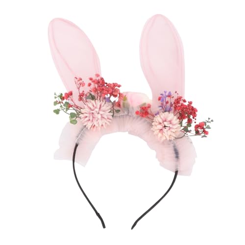 HEALEEP Hasenohren Haarreif Leichtes Party Accessoire mit Blumen für Mädchen und Frauen Dekorativer Kopfschmuck für Osterfest Karneval Kostümparty und Maskerade Modisches Stirnband mit von HEALEEP