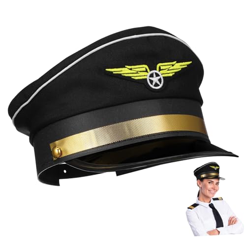 HEALEEP Kapitänsmütze für Erwachsene Verstellbare Kostüm Hut für Halloween Airline Themenpartys Cosplay Stylisches Accessoire für Dress Up Anlässe und Events von HEALEEP
