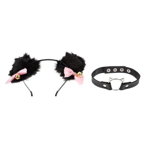 HEALEEP Katzenohren Haarreif und Dekoratives Spitzenhalsband Leichtes Cosplay Accessoire für Party Festival und Fotos Weiches Material Einfach zu Tragen und Reinigen von HEALEEP