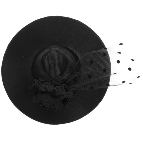 HEALEEP Kleiner Hexenhut für Halloween: Retro-miniatur-haarspange aus Schwarzem Stoffnetz mit Blumenmuster – Dekoratives Haar-accessoire für Party-cosplay (5,7 X 3,34 Zoll) von HEALEEP