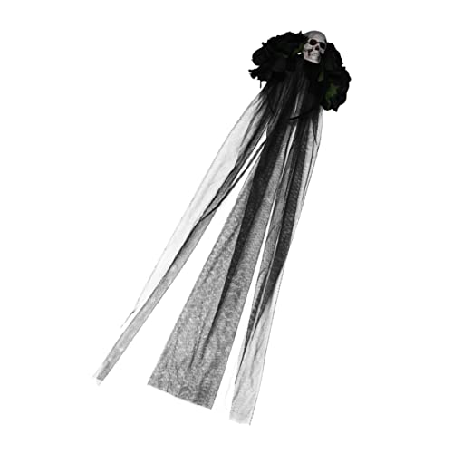 HEALEEP Langer Schleier Haarreif mit Schädel und Blumen Halloween Kostüm Accessoire für Damen Leicht und Bequem für Partys und Cosplay Deko von HEALEEP