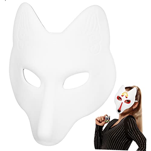 HEALEEP Maske Bemalbare Masken Fuchs Maskerade Maske Für Frauen Kostüm Blanko Tiermasken Fuchsmaske Erwachsene Unbemalte Blanko Fuchsmaske Fuchsmasken Bemalen DIY von HEALEEP