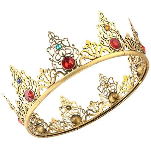 HEALEEP Metallic Herrenkrone für Party Kostüm Königliches Barock Design Geburtstagskrone Langlebiges Legierungs Material Geeignet für Männer Stabiler Sitz als Party Favor und von HEALEEP