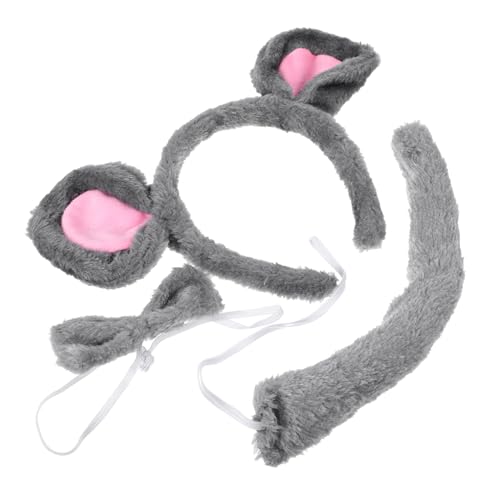HEALEEP Mouse Kostüm Set Haarreifen mit Ohren Bow Tie und Plüsch Tier Kostüm Zubehör für Halloween Karneval Cosplay und Party Mäuse-accessoire Set von HEALEEP