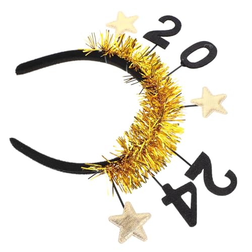 HEALEEP Neujahrs Haarband Stoff Haarreif mit Goldfarbenen Sternen Langlebiges Damen Stirnband als Party Accessoire und Fotorequisite für Festliche Anlässe von HEALEEP