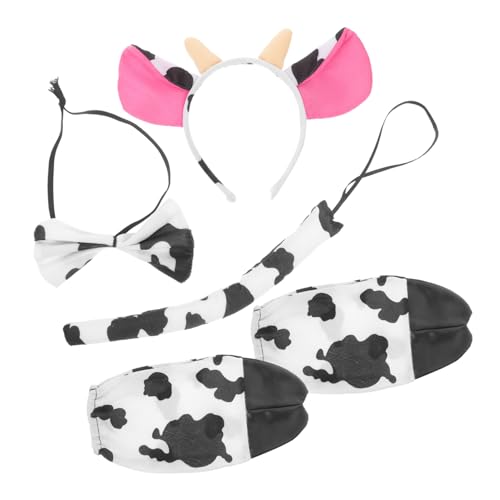 HEALEEP Niedriges Gewicht Kuh Kostüm Set mit Ohr haarreif und Schleife Weiches Material Ideal für Karneval Halloween Geburtstagsfeiern und Cosplay Zubehör von HEALEEP