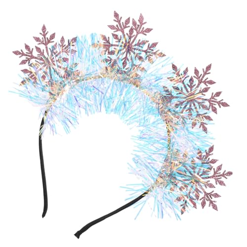 HEALEEP Schneeflocken Stirnband Weihnachts Stirnband Lametta Weihnachts Kopfbedeckung Dekoration Rosa von HEALEEP
