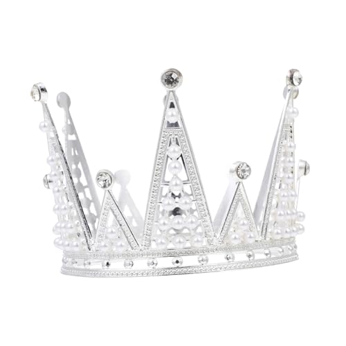HEALEEP Silberne Perlenkrone Tortendeko Langlebige Legierung Cake Crown Decor für Geburtstag Hochzeit Party Multifunktional als Haarschmuck und Tischdeko von HEALEEP