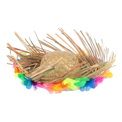 HEALEEP Sonnenblumen Girlandenhut Strandhut Bunt Für Männer Gras Blumenmuster Tropischer Hut Sombrero Hut Erwachsene Luau Party Kopfbedeckung Farben Lei Männer Frauen von HEALEEP