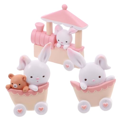 HEALEEP Teiliges Resin Hasen Figuren Handbemalt Leichte Cartoon Kaninchen Tortendeko Party Cake Picks und Desktop Dekoration für Geburtstagstorte und Kinderfeier Rosa Weiß von HEALEEP