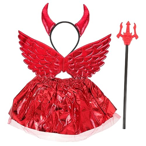 HEALEEP Teufelsflügel Kopfschmuck Teufel Cosplay Zubehör Teufelskostüm Flügel Halloween Dämonenkostüm Teufelshorn Teufelsohren Stirnband Damen Teufel Cosplay Requisite Teufelsstirnband von HEALEEP