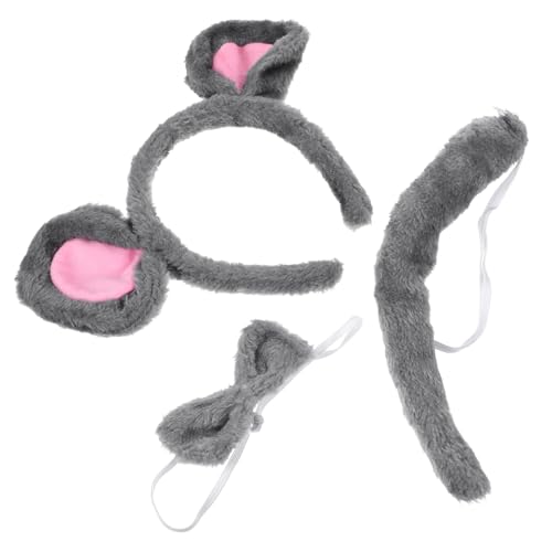 HEALEEP Tierkostüm Set Maus Ohren Stirnband mit und Fliege Plüsch Animal Cosplay Accessoires für Damen Karneval Halloween Party von HEALEEP