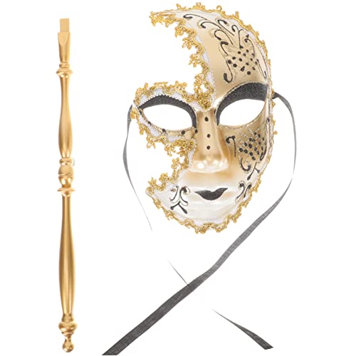 HEALEEP Venezianische Maske für Damen Halbmaske mit Stab für Kostümpartys Karneval und Halloween Stilvolles Accessoire für Maskenball und Cosplay HEALEEP Venezianische Maske für Damen Halbmaske mit Stab für Kostümpartys Karneval und Halloween Stilvolles Accessoire für Maskenball und Cosplay von HEALEEP