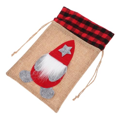 HEALEEP Weihnachtlicher Geschenksack mit Kordelzug Wiederverwendbare Kleine Süßigkeitentasche mit Weihnachtswichtel Vielseitig für Party und Geschenkverpackung Rot von HEALEEP