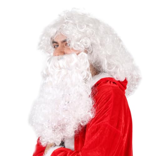 HEALEEP Weihnachtsmann Perücke Santa Hut Weihnachtsmann mit langem Weihnachten Cosplay -Requisite Weihnachts-Cosplay-Kostüm Perücken für Weihnachtsmann-Stütze Weiß HEALEEP Weihnachtsmann Perücke Santa Hut Weihnachtsmann mit langem Weihnachten Cosplay -Requisite Weihnachts-Cosplay-Kostüm Perücken für Weihnachtsmann-Stütze Weiß von HEALEEP