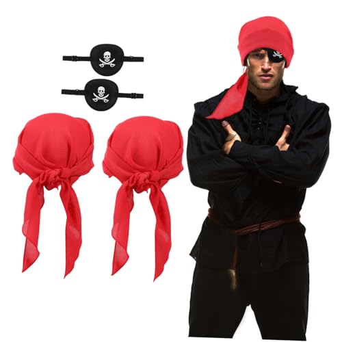 HEALEEP Zubehör Erwachsene Piratenkopf Kostüm Patch Single Wraps Bandana Mittelalter Halloween Auge Kopfbedeckung Maske Cosplay Schädel von HEALEEP