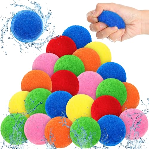 60 Stück Wiederverwendbare Wasserballons, Bunte Wasserbälle, 1,97 Zoll Schwamm-Schaumbälle für Familie, Sommer, Outdoor, Pool, Strand, Hinterhof, Rasen, Spaßparty von HEALLILY