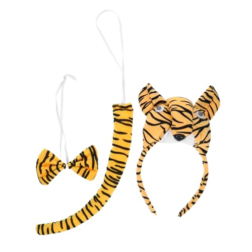 HEALLILY 1 Satz Tigerkleid -Requisiten Halloween Tiger Tail Tiger Cosplay Stirnband Halloween-Tierohr-Stirnband Tierohren und Fliege Tiger-Fliege Tierkostüm Cosplay Tigerohren Stoff von HEALLILY
