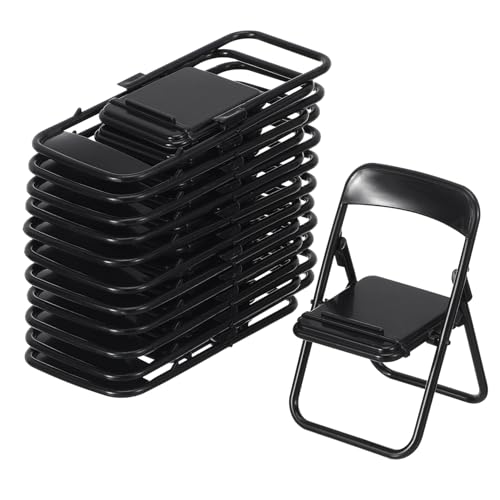 HEALLILY 12 Stück Teiliges Mini Klappstuhl Miniaturmöbel Faltbare Schwarze Miniatur Stühle für Mini Haus Dekoration Puppen Micro Landschaftsdekor Leicht und Kompakt von HEALLILY