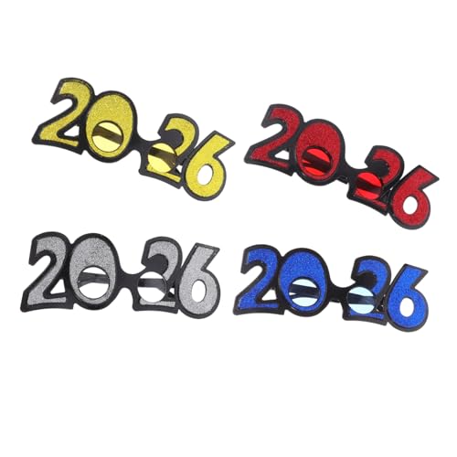 HEALLILY 4 Partybrillen Aus Kunststoff Abschlussbrille 2026 – Neuartige Brillenform Für Silvester Geburtstage Und Feiertage – Lustige Sonnenbrille von HEALLILY