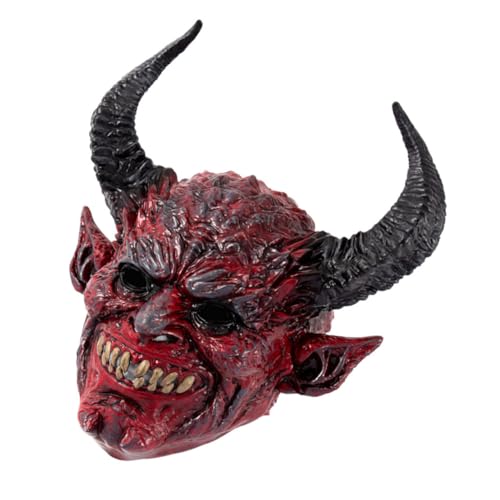 HEALLILY Cosplay Horror Maske für Halloween Teufelsgesicht mit Hörnern Gruselige Dämonenmaske für Maskeraden Partys und Kostüme Atmungsaktive Schaumkonstruktion Elastisches Design für HEALLILY Cosplay Horror Maske für Halloween Teufelsgesicht mit Hörnern Gruselige Dämonenmaske für Maskeraden Partys und Kostüme Atmungsaktive Schaumkonstruktion Elastisches Design für von HEALLILY