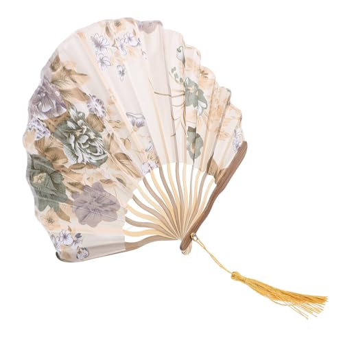 HEALLILY Faltbarer Handfächer Damen Fächer mit Muscheldesign Goldfarben Traditioneller Tanzfächer Dekoratives Foto Requisit Leicht und Kompakt für Hochzeit Bühnenperformance von HEALLILY