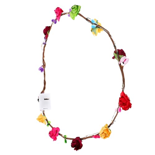 HEALLILY LED Blumenkranz Stirnband mit Licht Leuchtendes Haarschmuck für Frauen und Mädchen für Partys Festivals und Karneval Bunte Blumen Bequem und Tragbar von HEALLILY
