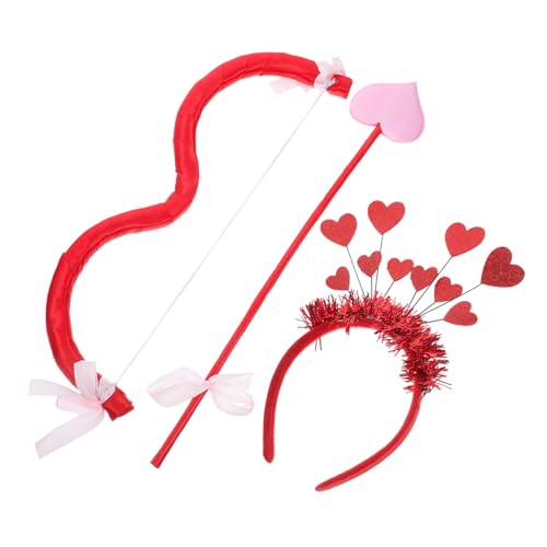 HEALLILY Valentinstag Amor Bogen und Pfeil Set mit Herz Stirnband Leichte Amor Kostüm Prop für Partys und Cosplay Einzigartiges Zubehör für Erwachsene und Jugendliche von HEALLILY