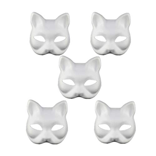 HEALLILY weiße Katze Gesicht Papiermasken leere Maske für DIY Halloween-Maskerade Cosplay Partei 5pcs von HEALLILY