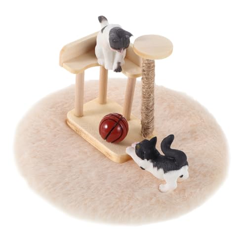 HEALSOPTHY 1 Puppenhaus-Miniatur-Set: Miniatur-kratzbaum-rollenspielmodell - Kätzchenfiguren Mit Hölzernem Klettergerüst-Ornament - Puppenhausmöbel Im Maßstab 1:12 von HEALSOPTHY