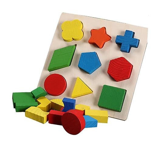 HEALSOPTHY 1 Satz 3 Stück Mit Geometrischen Blöcken Geometrischer Passender Baustein Lernspielzeug Aus Holz Hölzern von HEALSOPTHY