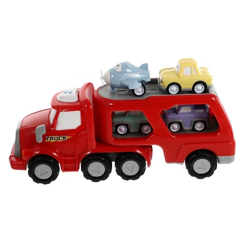 HEALSOPTHY 1 Satz Baufahrzeug puppenwagen kinderspielzeug Auto kinderauto car for Konstruktion Cartoon-LKW zweilagiges LKW- Trägheitsauto Plastik rot von HEALSOPTHY