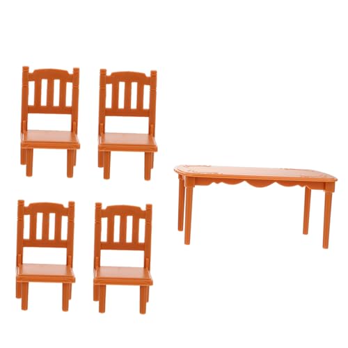 HEALSOPTHY 1 Satz Esstisch Kindermöbel Puppenhaustisch Spielhausmöbel Esszimmerstuhl Mini-Stuhl Mini-Tisch Khaki Plastik von HEALSOPTHY