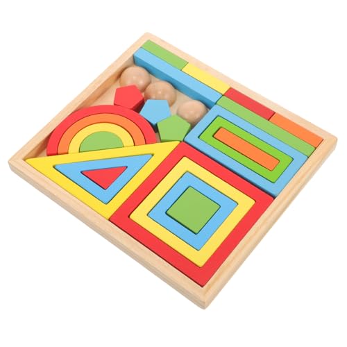 HEALSOPTHY 1 Satz Geometric für Rainbow Bauklötze Lernspielzeug Kognitiven Fähigkeiten Sicheres Holzmaterial für Jungen für Geburtstagsgeschenke und Tägliches von HEALSOPTHY