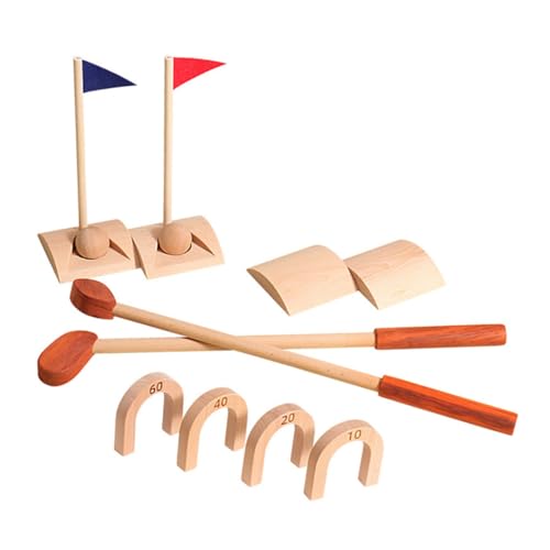 HEALSOPTHY 1 Satz Holz Golfspielzeug für Indoor und Outdoor Golfsatz Lehrreiches für Jungen und Fördert Geschicklichkeit und Eltern Junge Mädchen Bindung Langlebig und Sicher von HEALSOPTHY