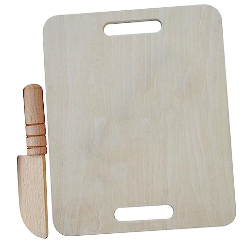 HEALSOPTHY 1 Satz Holz Küchen Teiliges Schneidebrett mit Messerset für Rollenspielzeug für Kleine Pädagogisches Holzspielzeug Kreativität und Kochfähigkeiten von HEALSOPTHY
