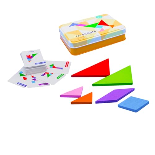 HEALSOPTHY 1 Satz Holz Tangram Puzzle für Pädagogisches Kreativität und Denkvermögen für Jungen Praktischen Aufbewahrungskoffer von HEALSOPTHY