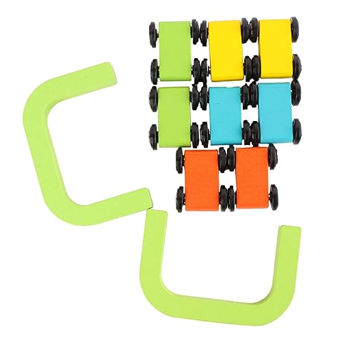 HEALSOPTHY 1 Satz Holzrennbahn Für Rennstrecke Mit Holzrampe Auto-gleitbahn Auto Gleitleiter Bambus Colorful von HEALSOPTHY