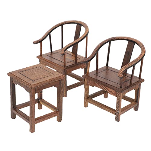 HEALSOPTHY 1 Satz Holzstuhl Deko Set Kreatives Möbelstück für Puppenhaus Verspielte Miniaturskulptur für Charmante Wohnaccessoires für Spielhäuser und Sammlungen von HEALSOPTHY