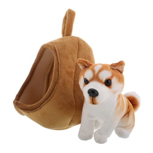 HEALSOPTHY 1 Satz Hundehausspielzeug große Hundehütte realistischer Stoffhund -Hundehütte Ausgestopfte Hundespielzeug Welpenverzierung Welpenfigur Hund Stofftier Plüsch Light Brown von HEALSOPTHY