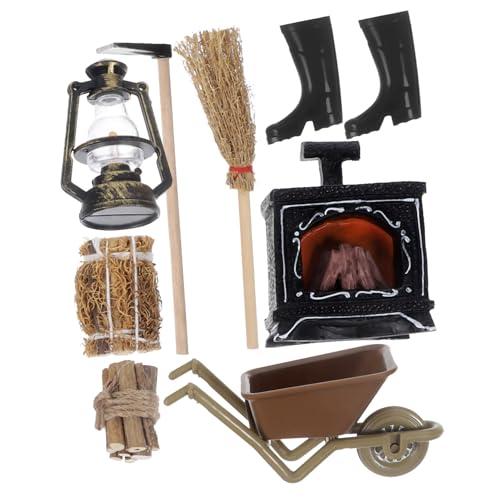 HEALSOPTHY 1satz Miniatur Kamin Mit Zubehör Für Puppenhaus Beleuchtete Winter-Szene Dekoration Handgefertigte Details Für Nostalgische Szenen Und Sammlungen von HEALSOPTHY