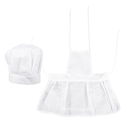 HEALSOPTHY 1 Satz Kinderschürzen mit Kochmütze für Rollenspiele Verstellbare Schürze für Hausarbeit Backen und Kreative Aktivitäten für Geburtstagsfeiern von HEALSOPTHY