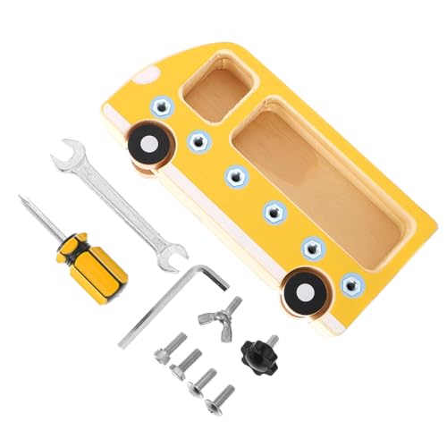 HEALSOPTHY 1 Satz Lernspielzeug aus Holz Bus Förmiges Busy Board für Feinmotorik Training Fördert Kognitive Fähigkeiten und Kreativität für Gemeinsames im Freien von HEALSOPTHY