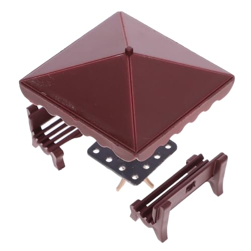 HEALSOPTHY 1 Satz Parkstuhl Modell Miniaturen Puppenhaus Puppenstubenmöbel Puppenmöbel Miniatur-bankstatuen Modell Einer Mini-sonnenschirmbank Mikro-landschaftsbank Dark Brown Abs von HEALSOPTHY